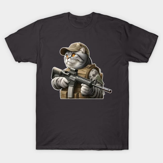 Tactical Cat T-Shirt by Rawlifegraphic